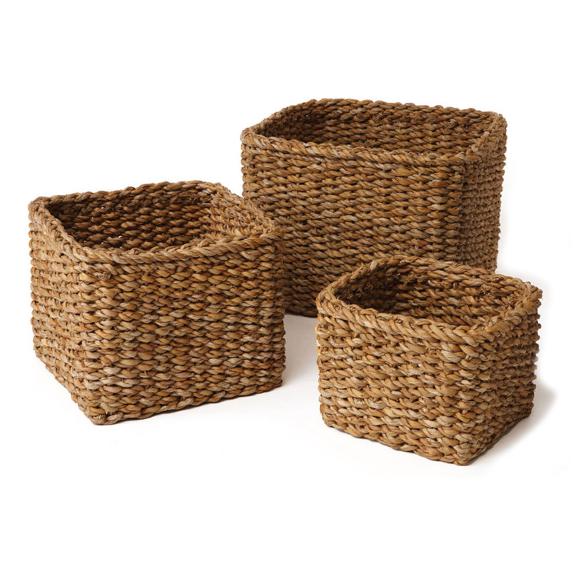 Cyrus 3 Piece Seagrass Mini Square Baskets Set & Reviews Birch Lane